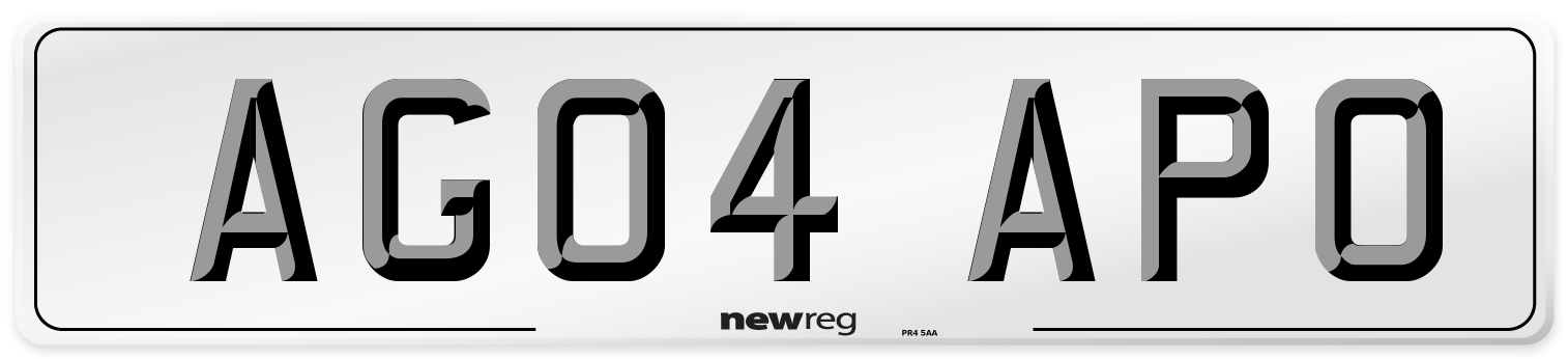 AG04 APO Number Plate from New Reg